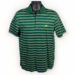 Masters Collection Pima Cotton Polo Men’s M Green Striped Logo Performance